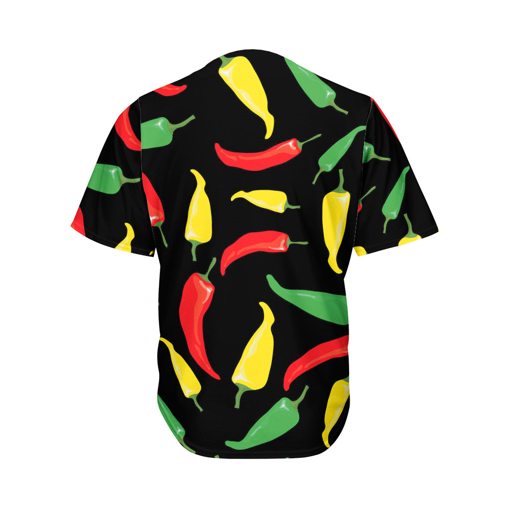Colorful Chili Peppers Pattern Print Men's Baseball Jersey