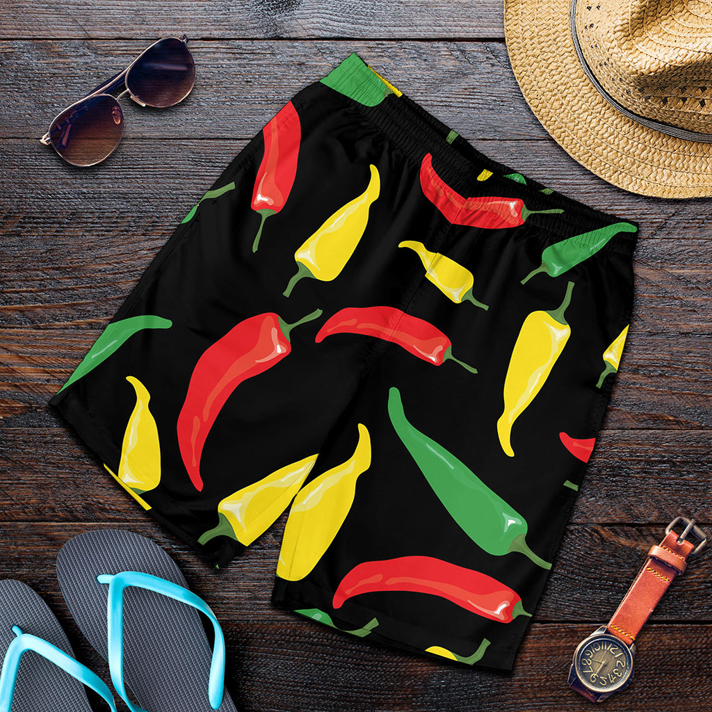 Colorful Chili Peppers Pattern Print Men's Shorts