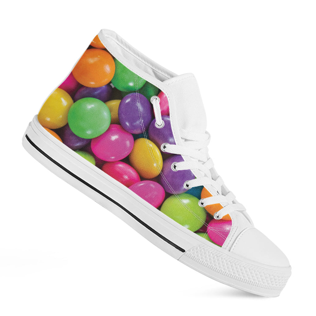 Colorful Chocolate Candy Print White High Top Shoes