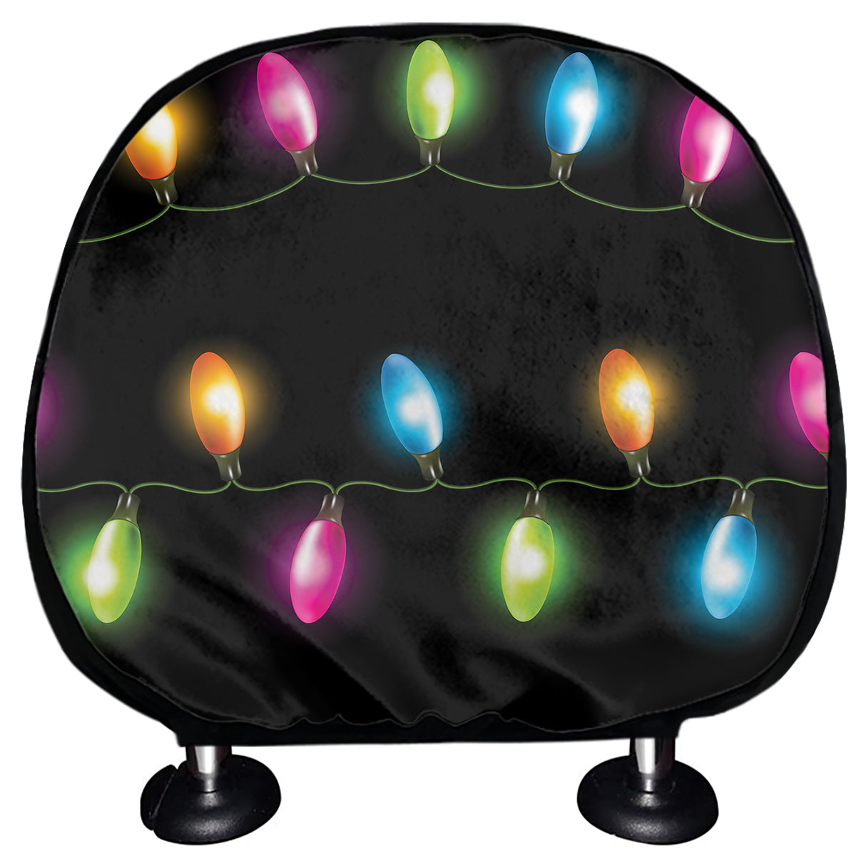 Colorful Christmas Lights Print Car Headrest Covers