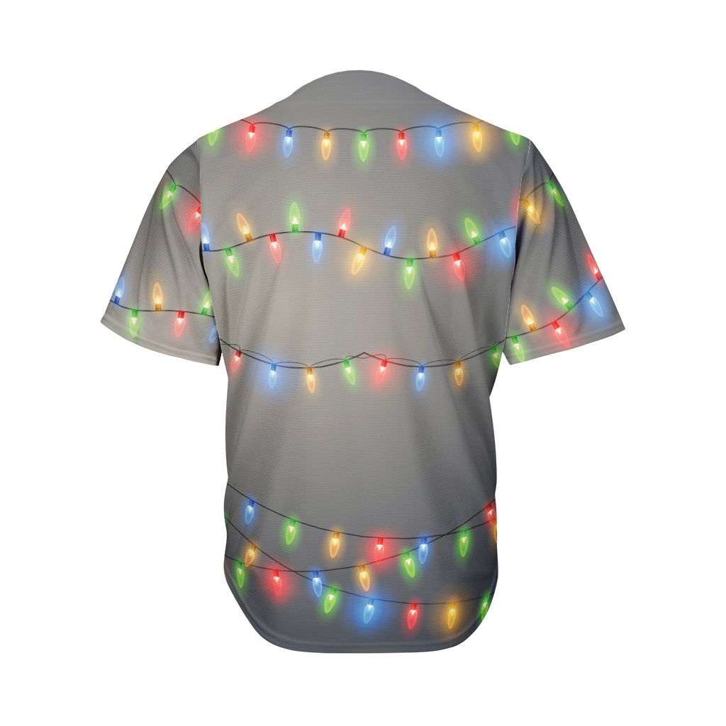 Colorful Christmas String Lights Print Men's Baseball Jersey