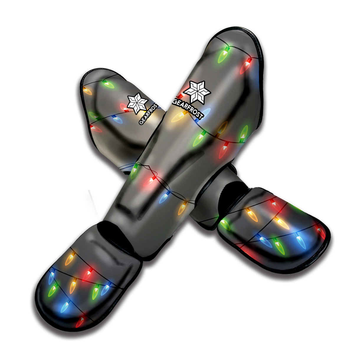 Colorful Christmas String Lights Print Muay Thai Shin Guard