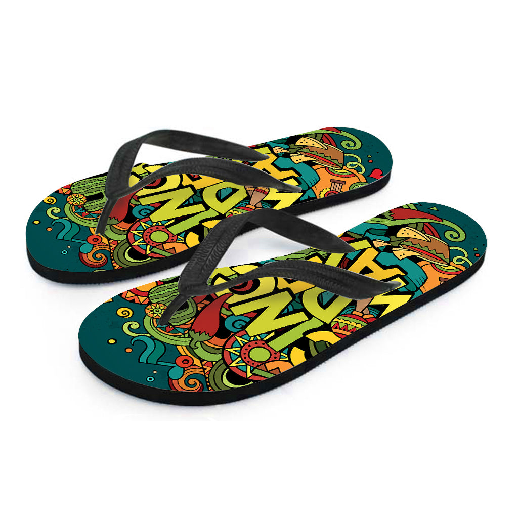 Colorful Cinco de Mayo Print Flip Flops