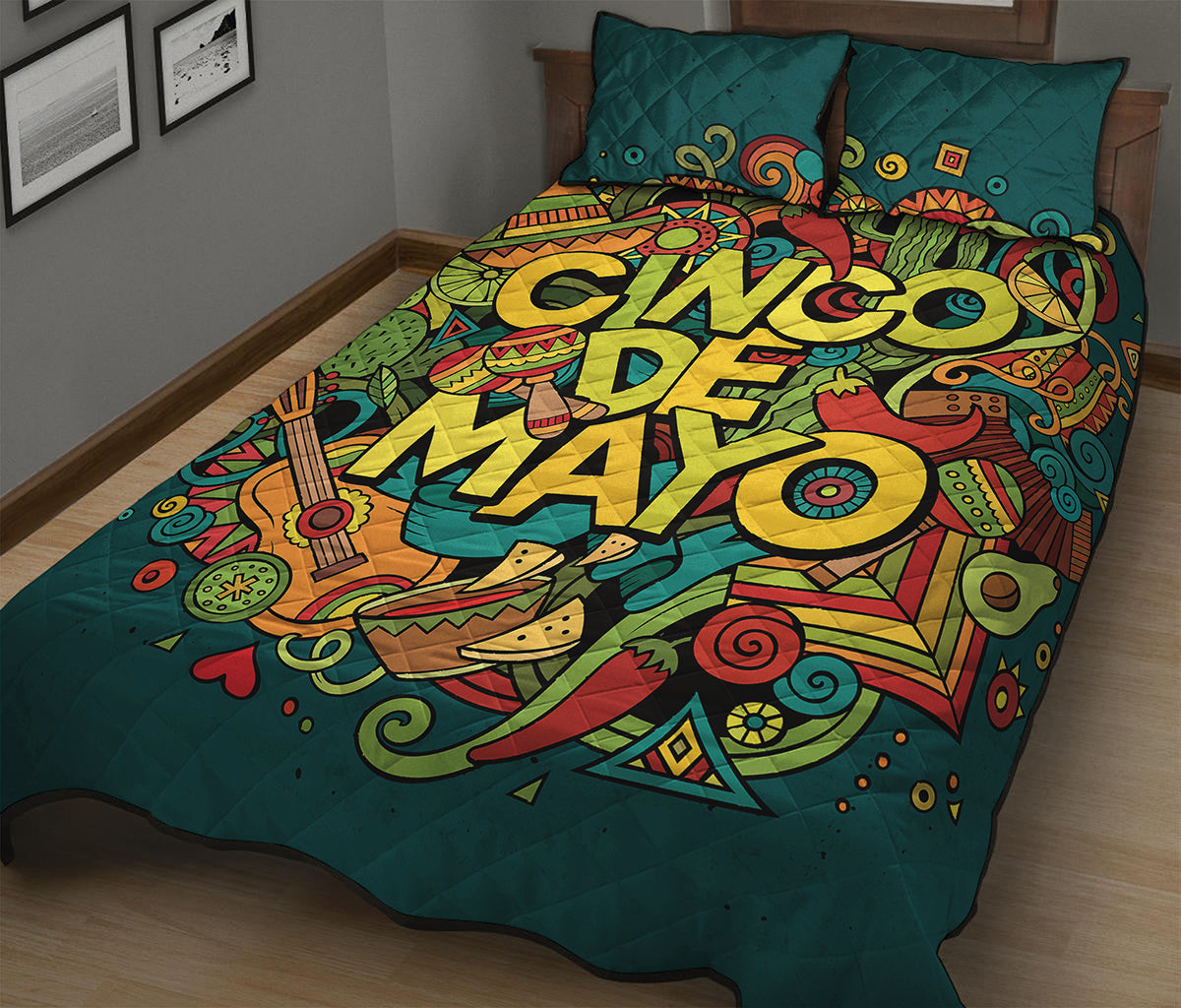 Colorful Cinco de Mayo Print Quilt Bed Set