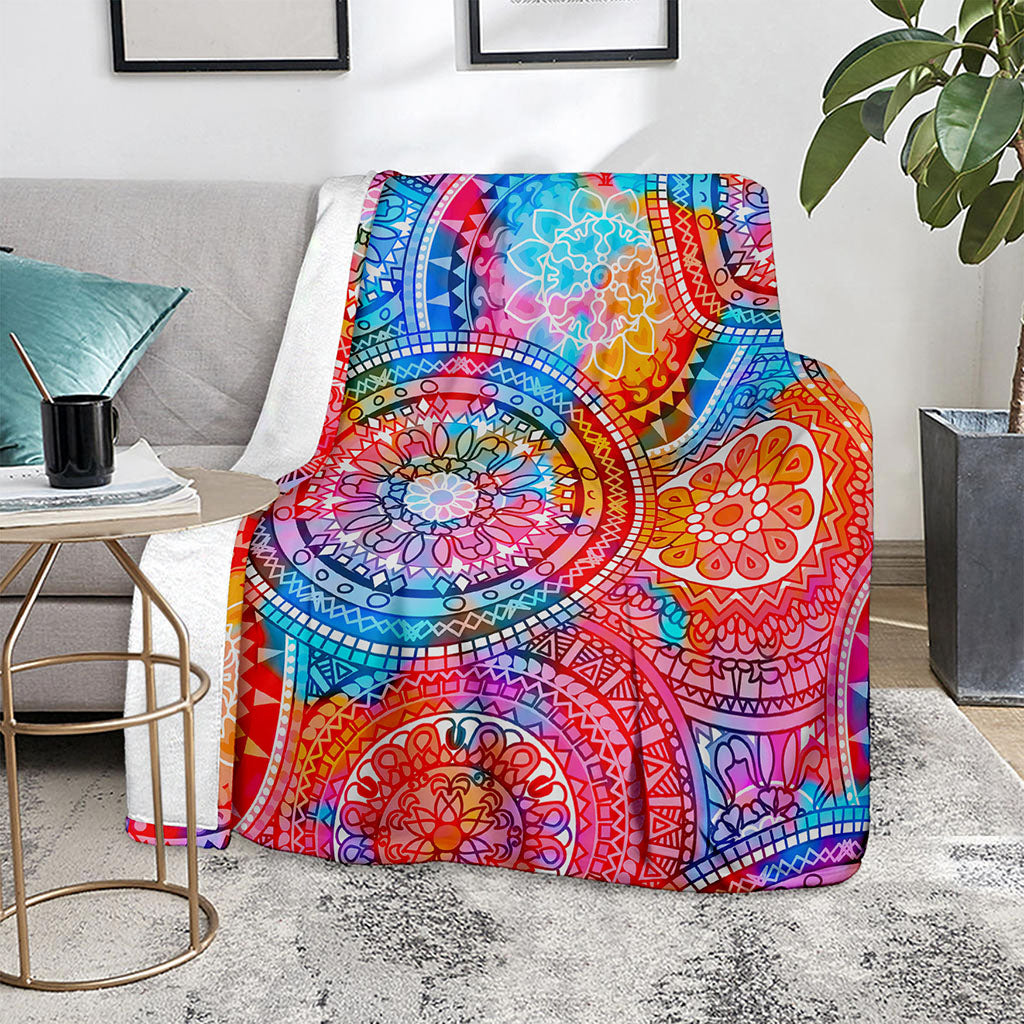 Colorful Circle Mandala Print Blanket