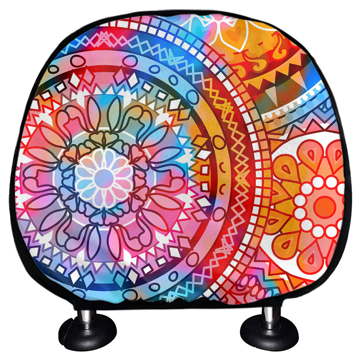 Colorful Circle Mandala Print Car Headrest Covers