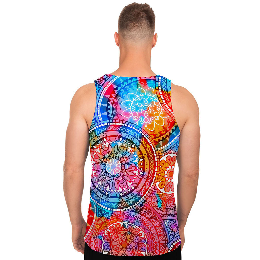 Colorful Circle Mandala Print Men's Tank Top