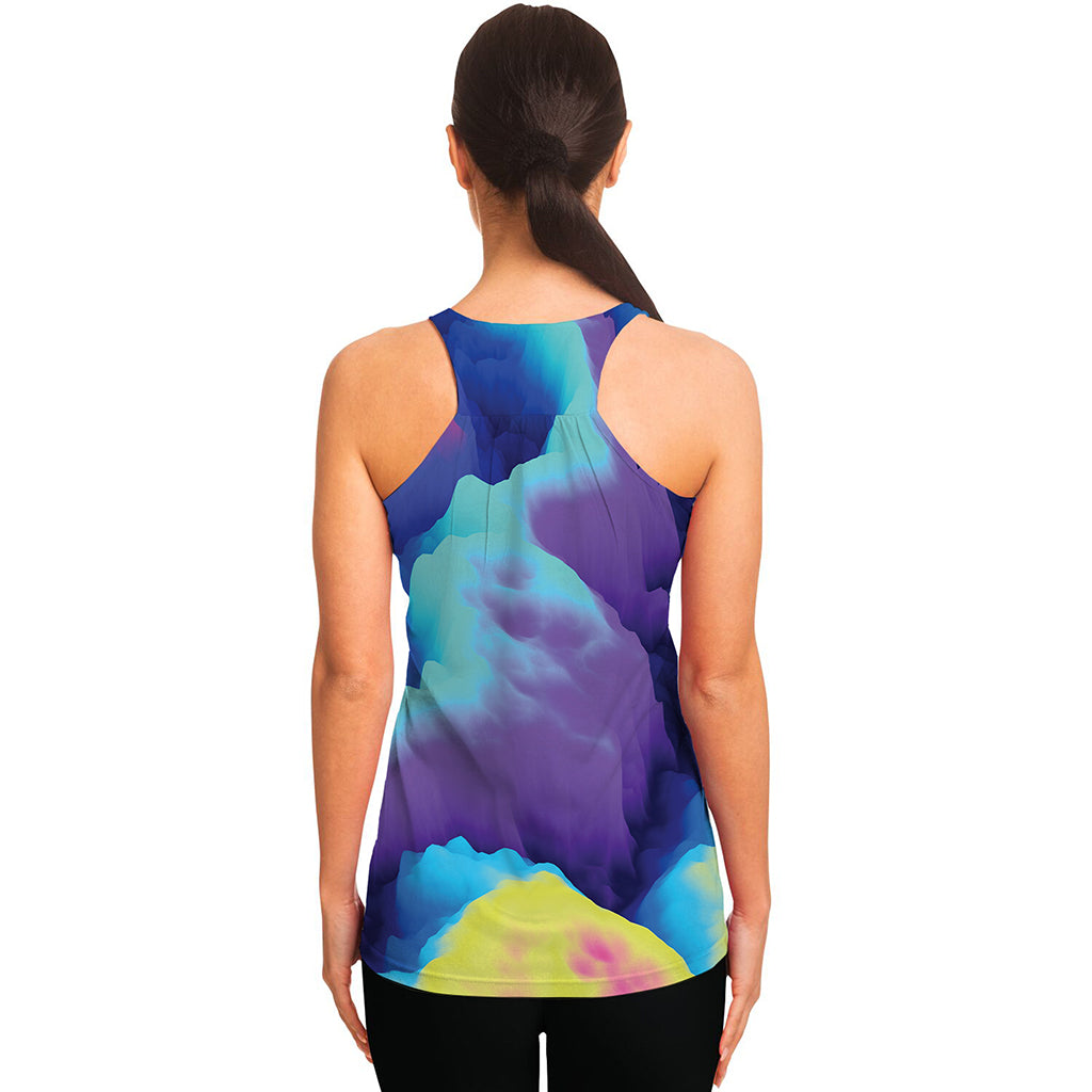 Colorful Cloud Print Women's Racerback Tank Top