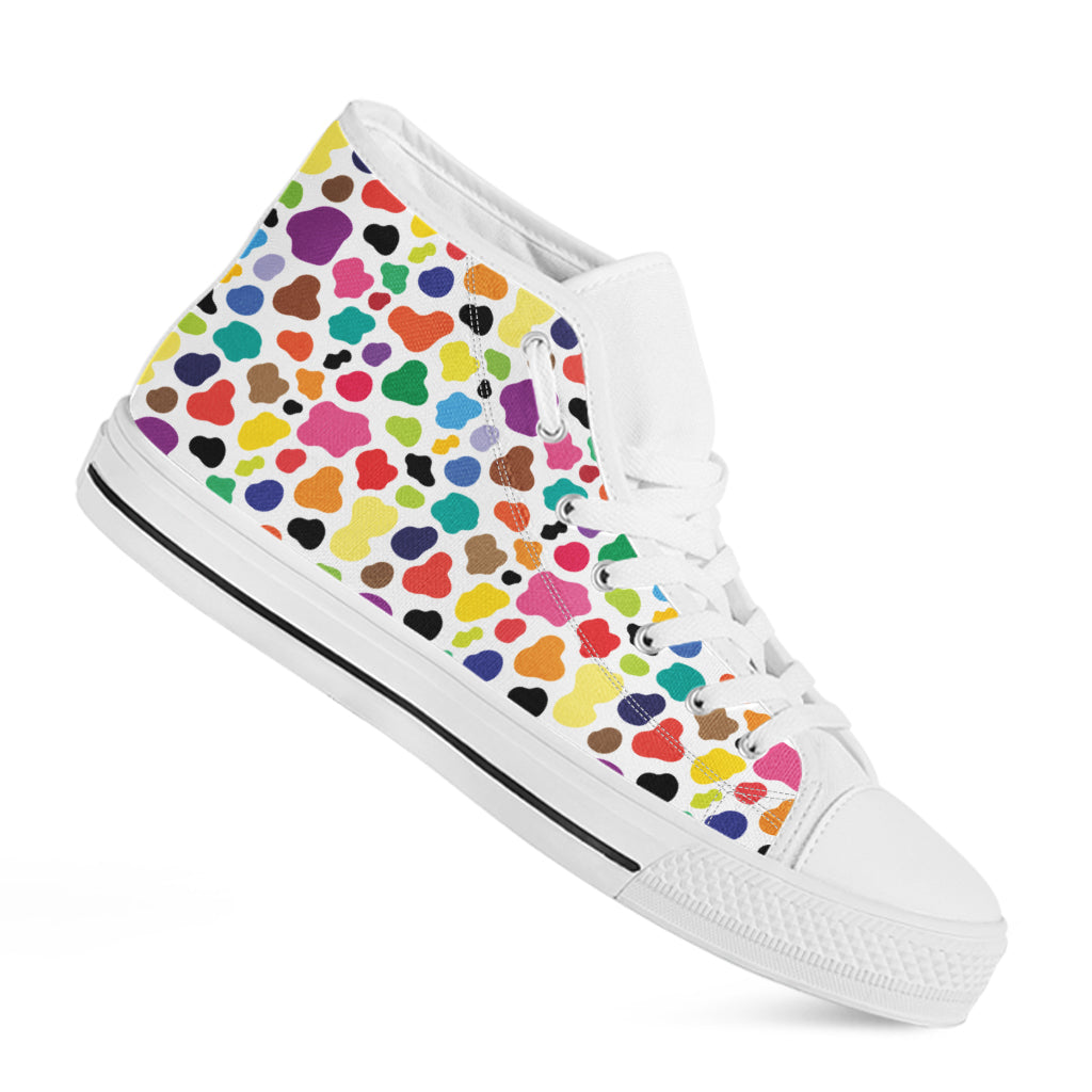 Colorful Cow Pattern Print White High Top Shoes