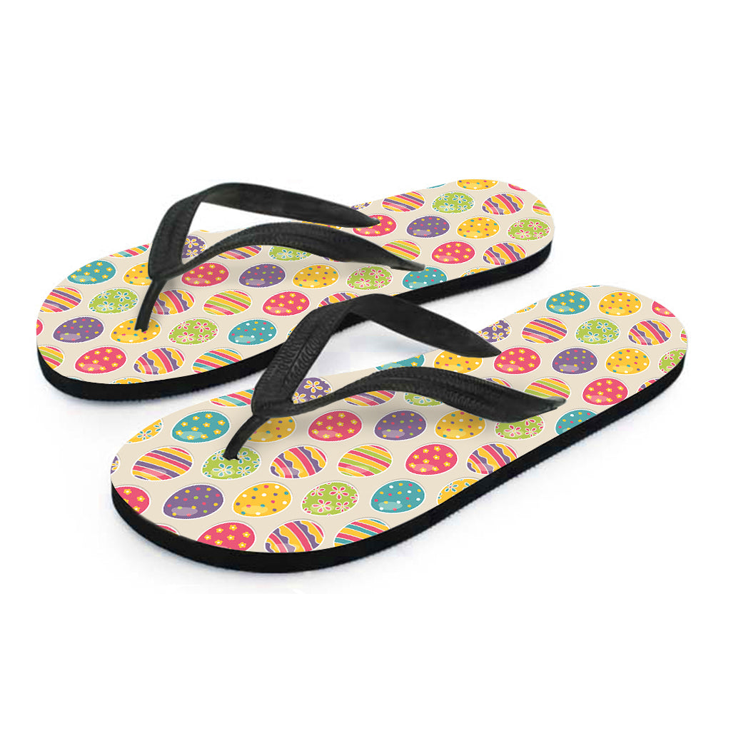 Colorful Cute Easter Eggs Pattern Print Flip Flops