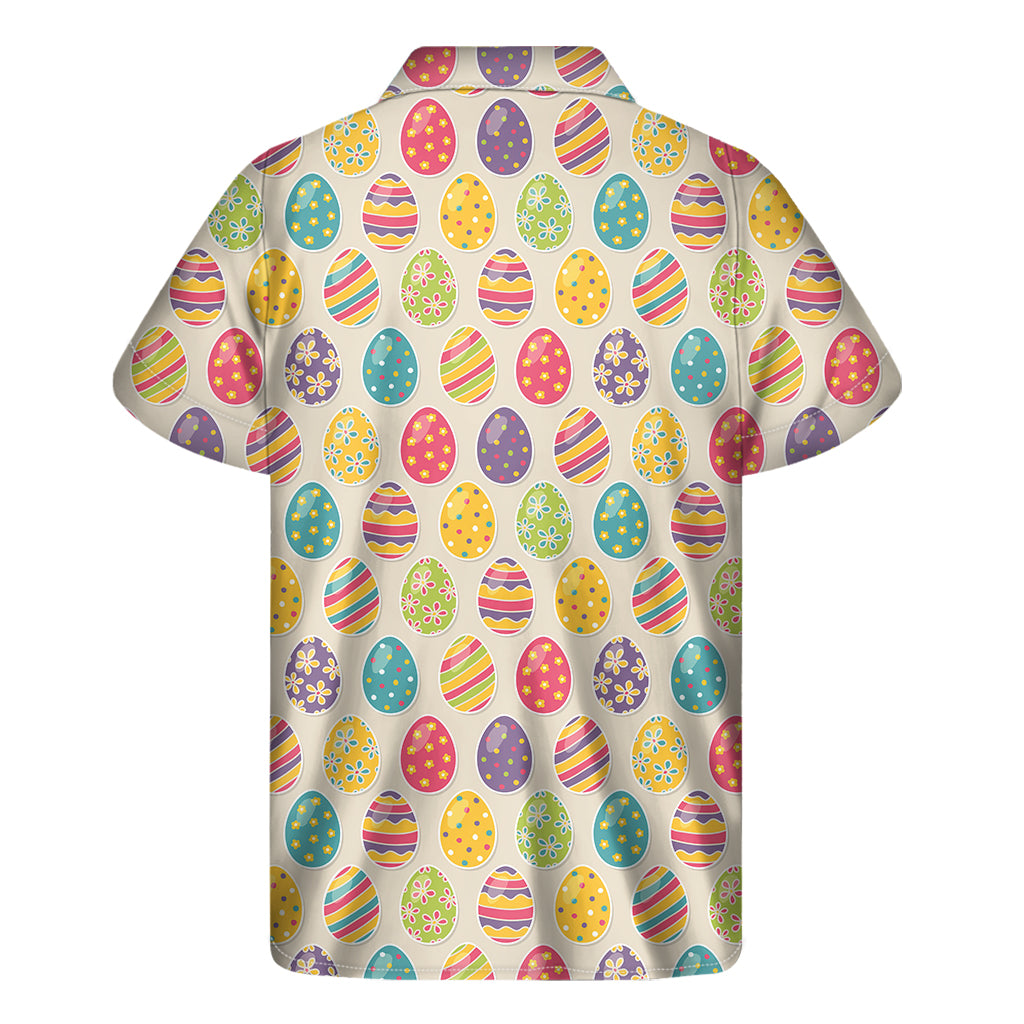 Colorful Cute Easter Eggs Pattern Print Men's Short Sleeve Shirt