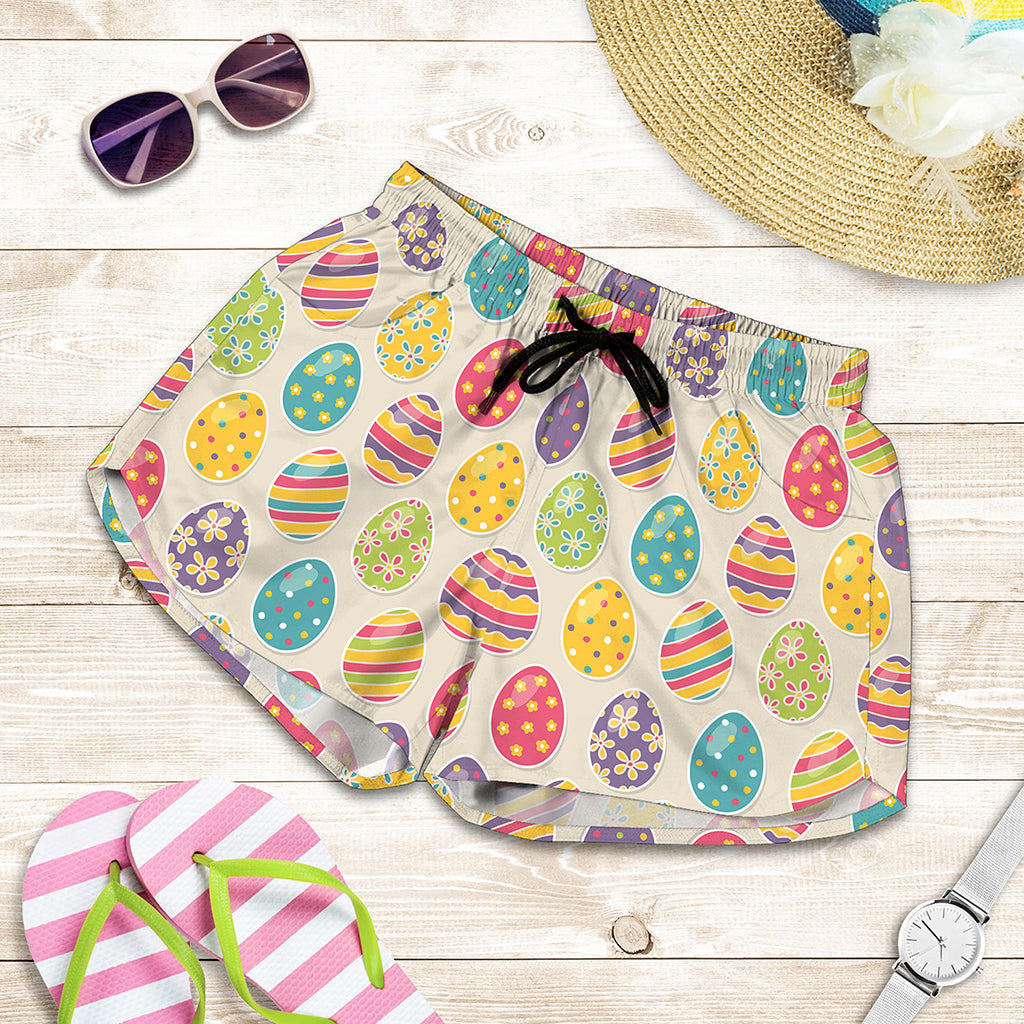 Colorful Cute Easter Eggs Pattern Print Women's Shorts
