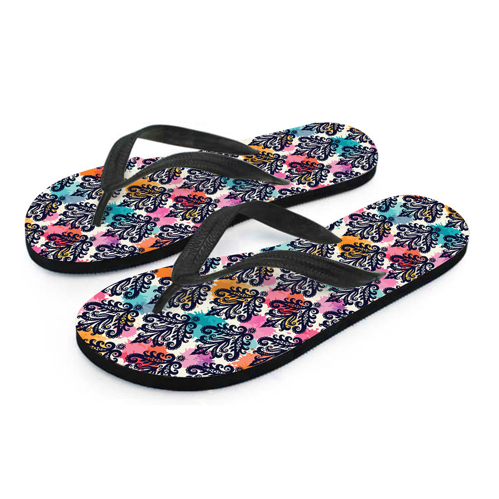 Colorful Damask Pattern Print Flip Flops