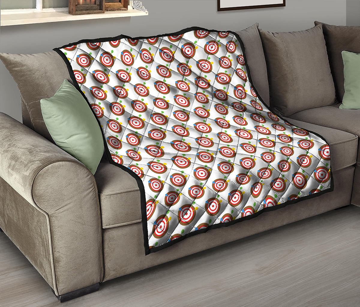 Colorful Darts And Dartboard Print Quilt