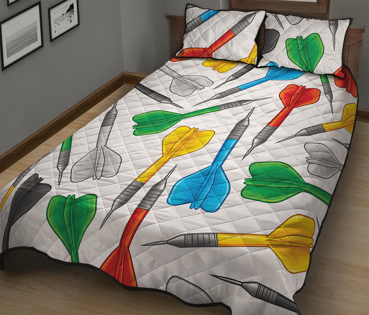 Colorful Darts Pattern Print Quilt Bed Set