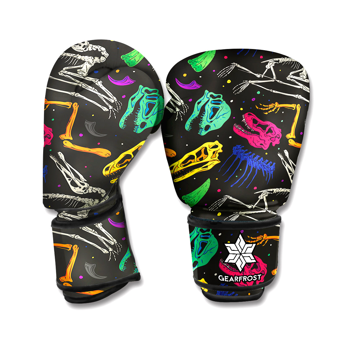 Colorful Dinosaur Fossil Pattern Print Boxing Gloves