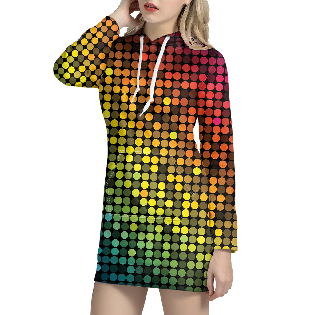 Colorful Disco Lights Pattern Print Hoodie Dress