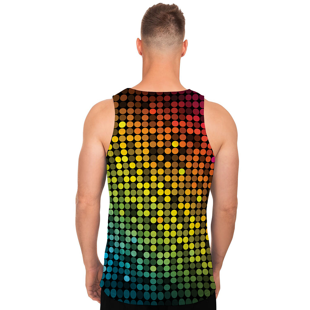 Colorful Disco Lights Pattern Print Men's Tank Top