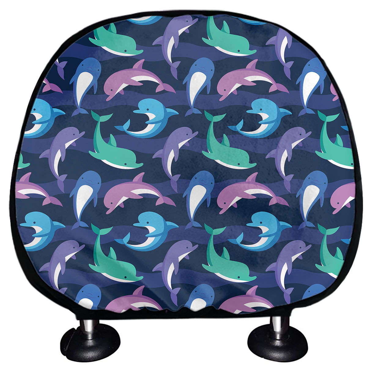 Colorful Dolphin Pattern Print Car Headrest Covers