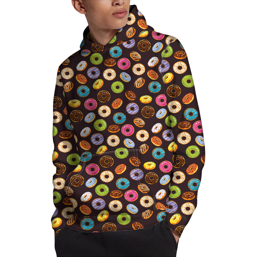 Colorful Donut Pattern Print Pullover Hoodie