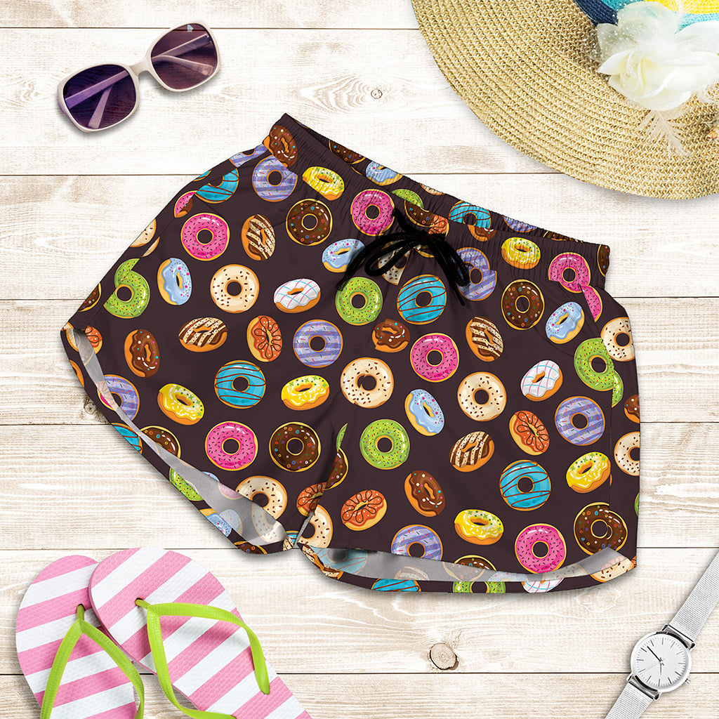 Colorful Donut Pattern Print Women's Shorts