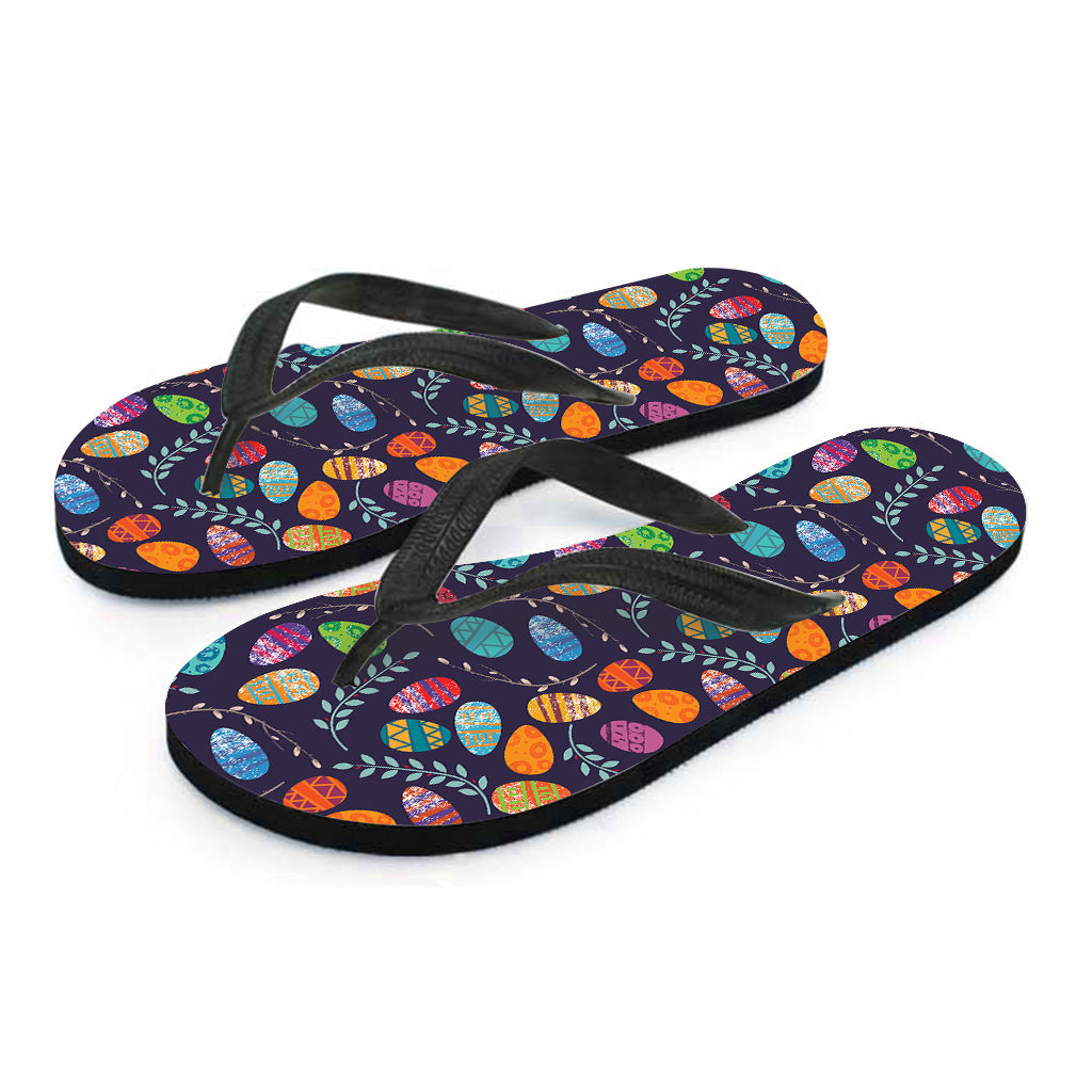 Colorful Easter Eggs Pattern Print Flip Flops