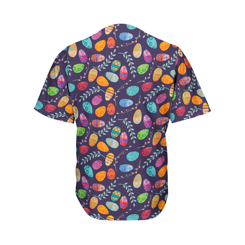 Colorful Easter Eggs Pattern Print Men's Baseball Jersey