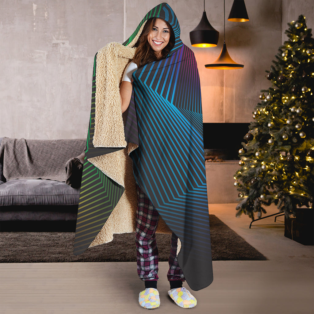 Colorful EDM Geometric Print Hooded Blanket