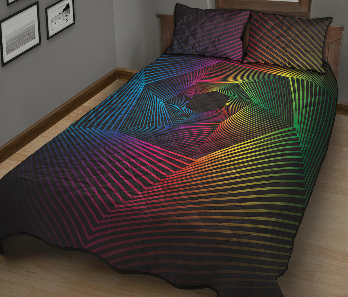 Colorful EDM Geometric Print Quilt Bed Set