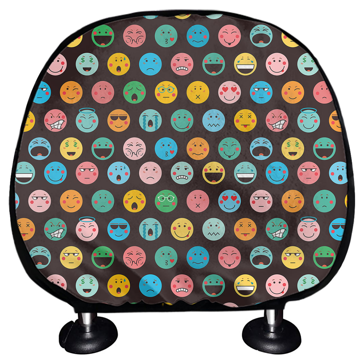 Colorful Emoji Faces Pattern Print Car Headrest Covers