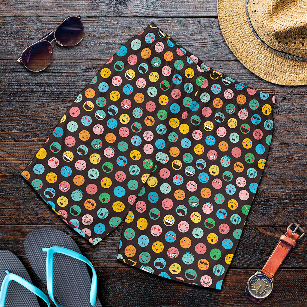 Colorful Emoji Faces Pattern Print Men's Shorts