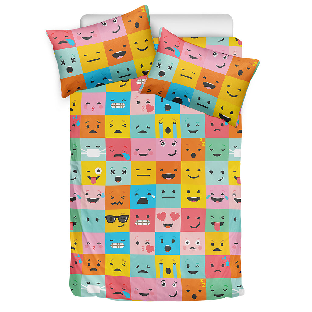 Colorful Emoji Pattern Print Duvet Cover Bedding Set