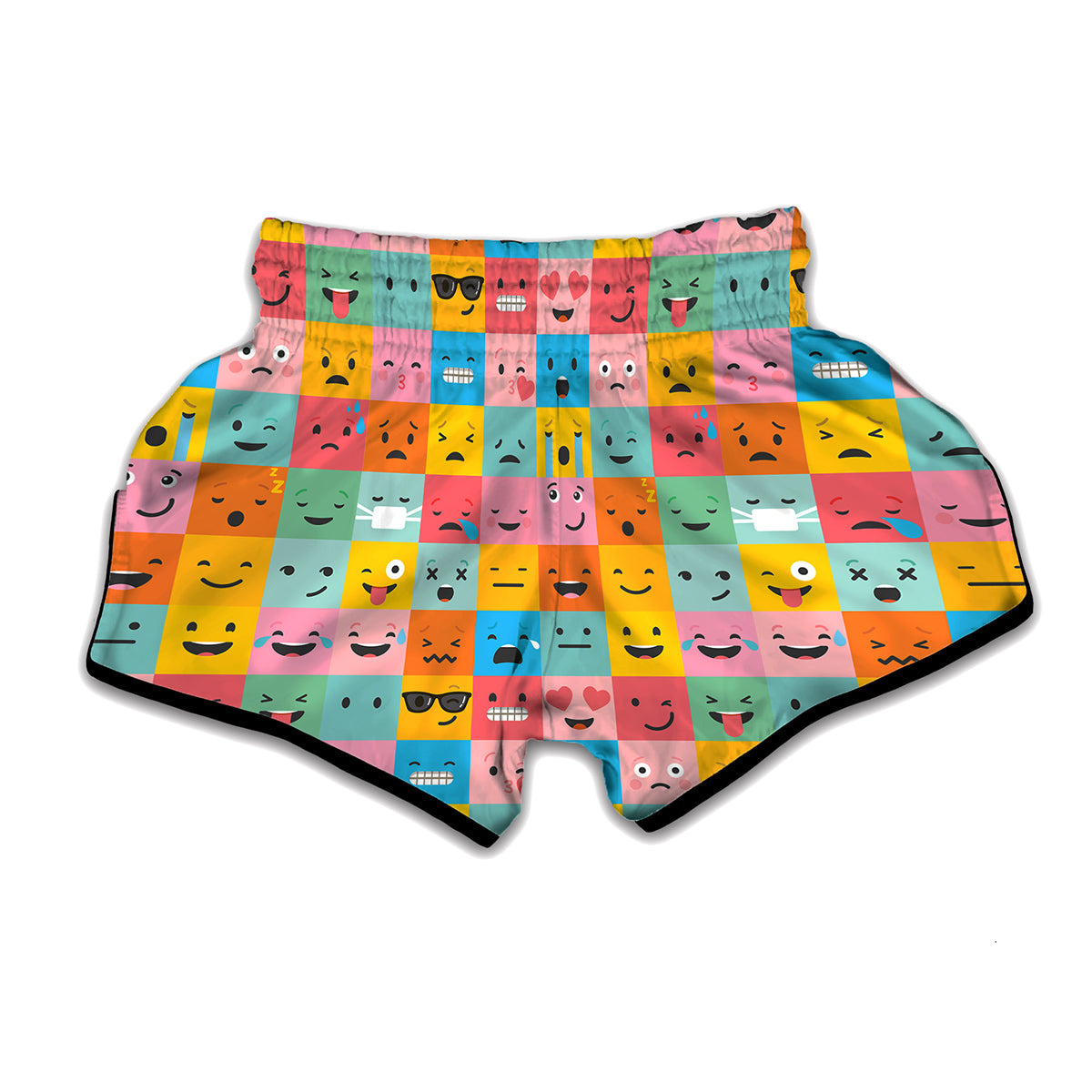 Colorful Emoji Pattern Print Muay Thai Boxing Shorts