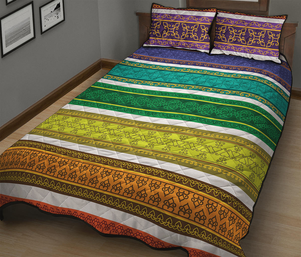 Colorful Ethnic Pattern Print Quilt Bed Set