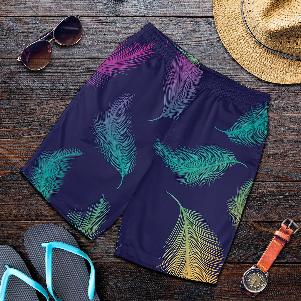 Colorful Feather Pattern Print Men's Shorts