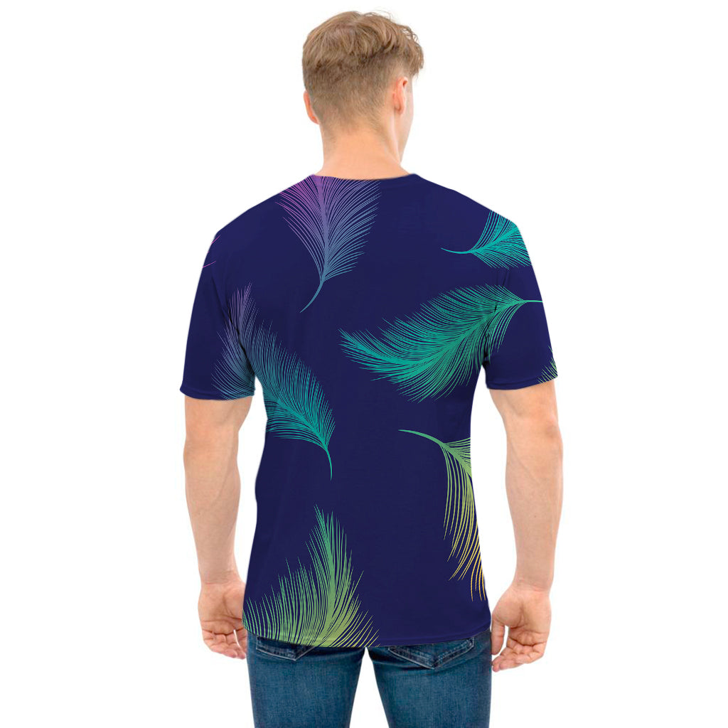 Colorful Feather Pattern Print Men's T-Shirt