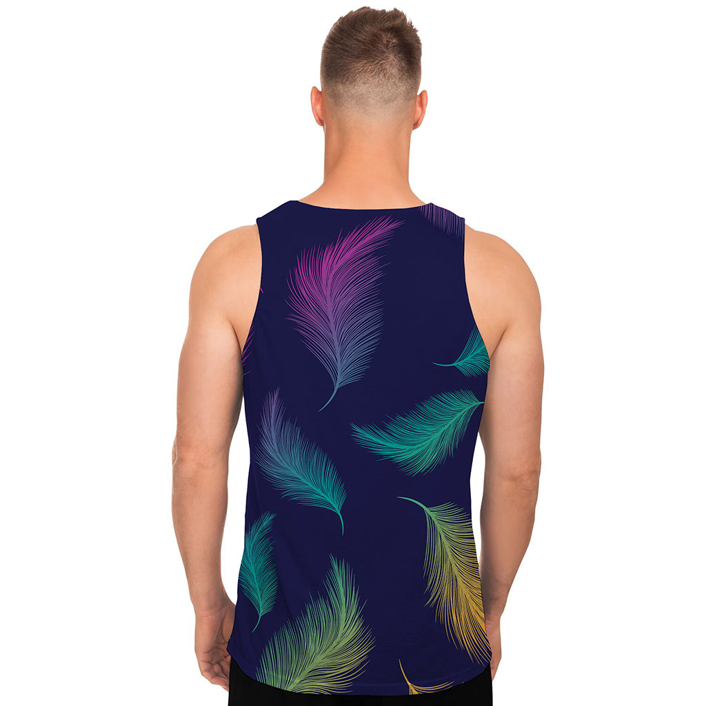 Colorful Feather Pattern Print Men's Tank Top