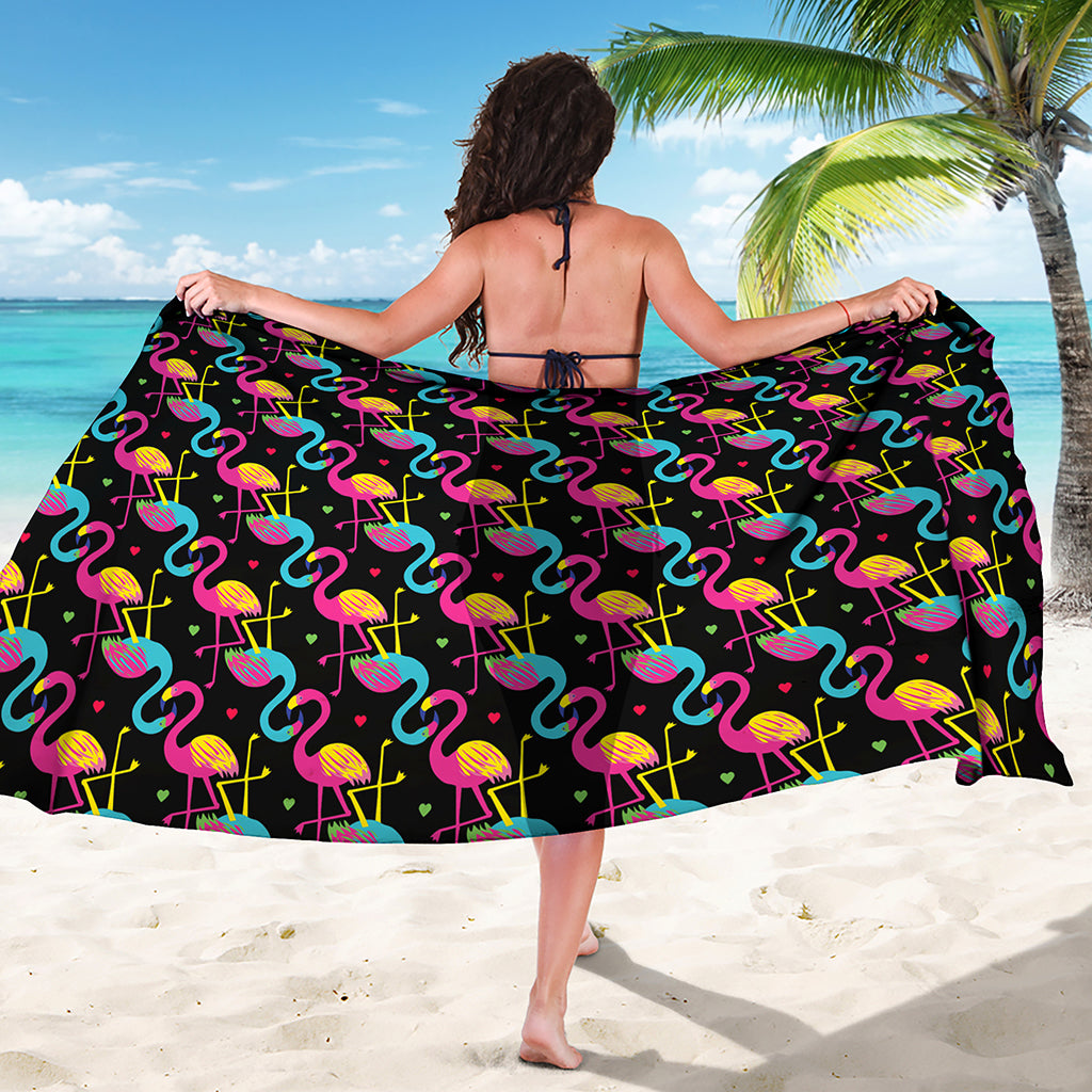 Colorful Flamingo Pattern Print Beach Sarong Wrap