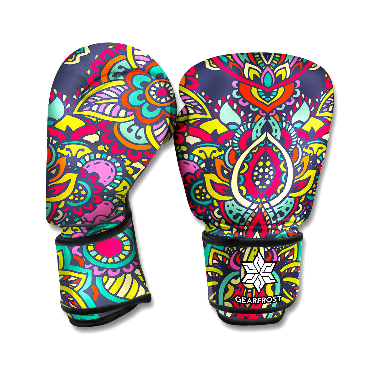 Colorful Floral Mandala Print Boxing Gloves
