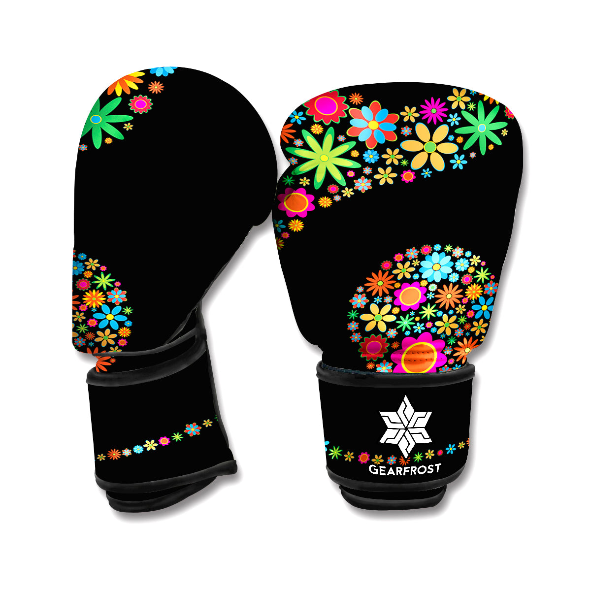 Colorful Flowers Yin Yang Print Boxing Gloves