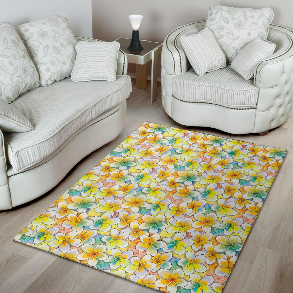 Colorful Frangipani Pattern Print Area Rug