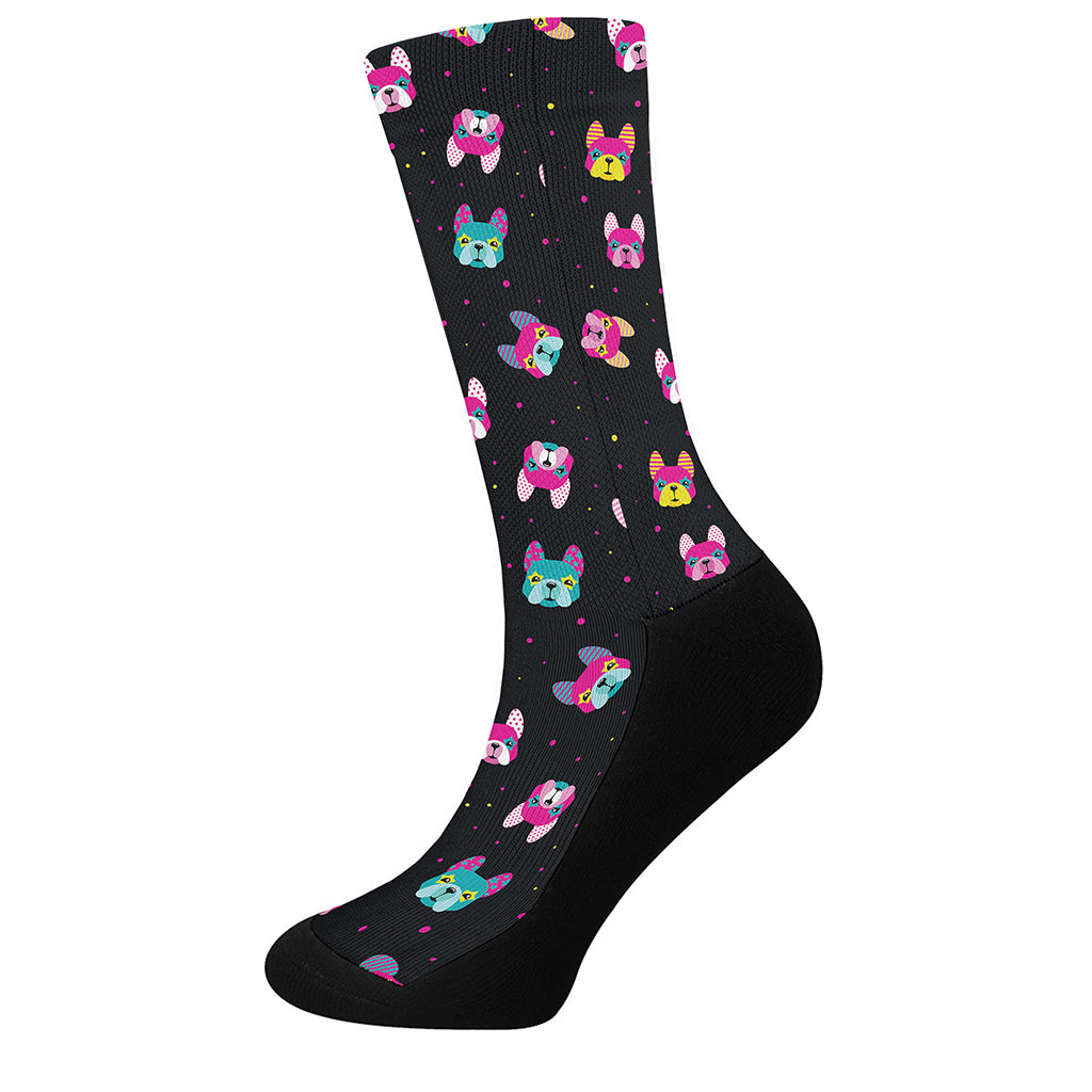 Colorful French Bulldog Print Crew Socks