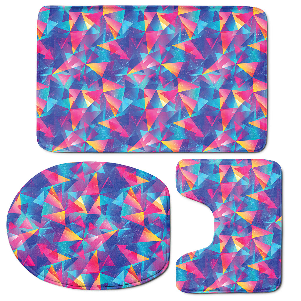 Colorful Geometric Mosaic Print 3 Piece Bath Mat Set