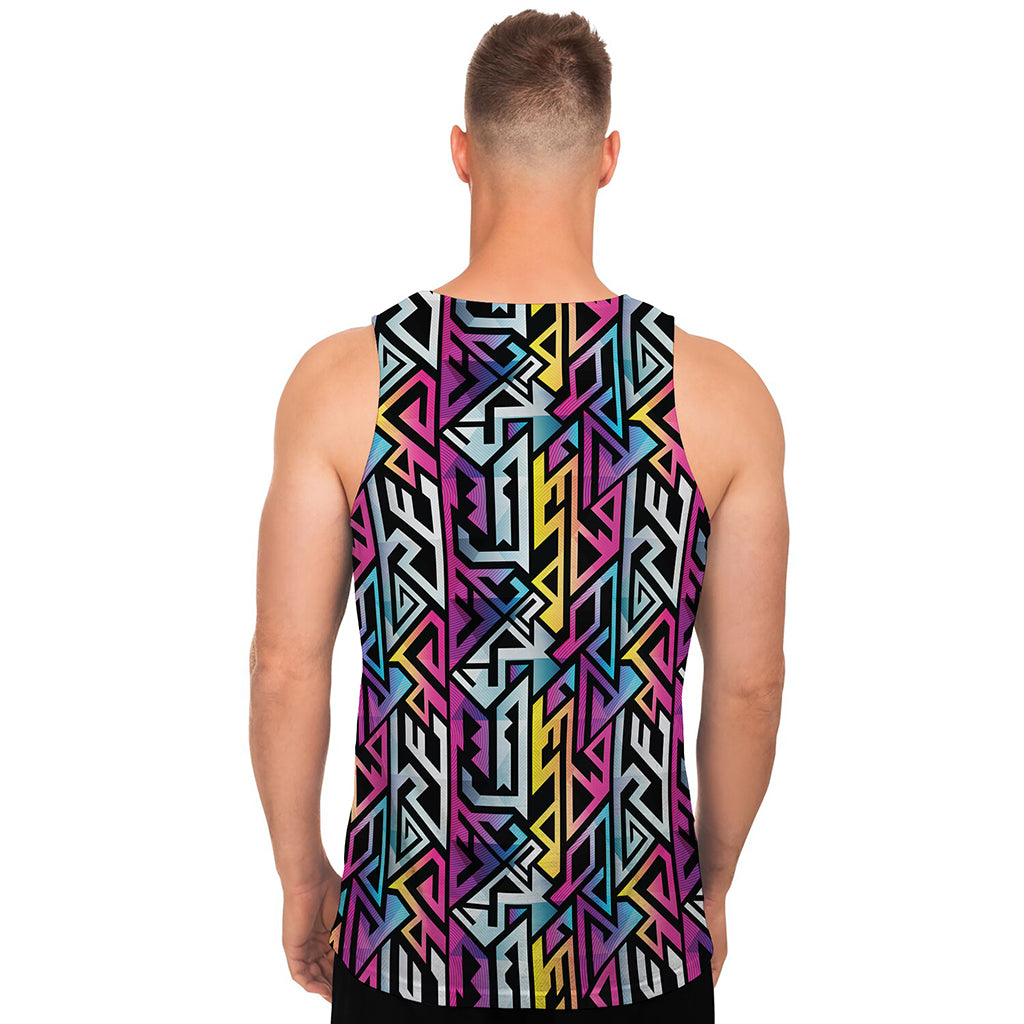 Colorful Geometric Tribal Pattern Print Men's Tank Top