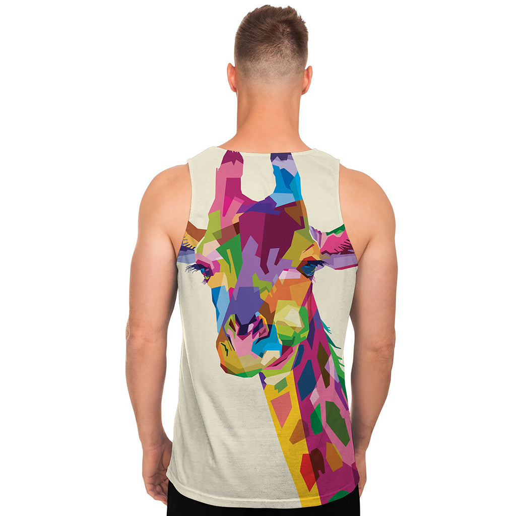 Colorful Giraffe Portrait Print Men's Tank Top