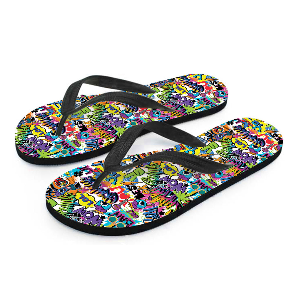 Colorful Graffiti Pattern Print Flip Flops
