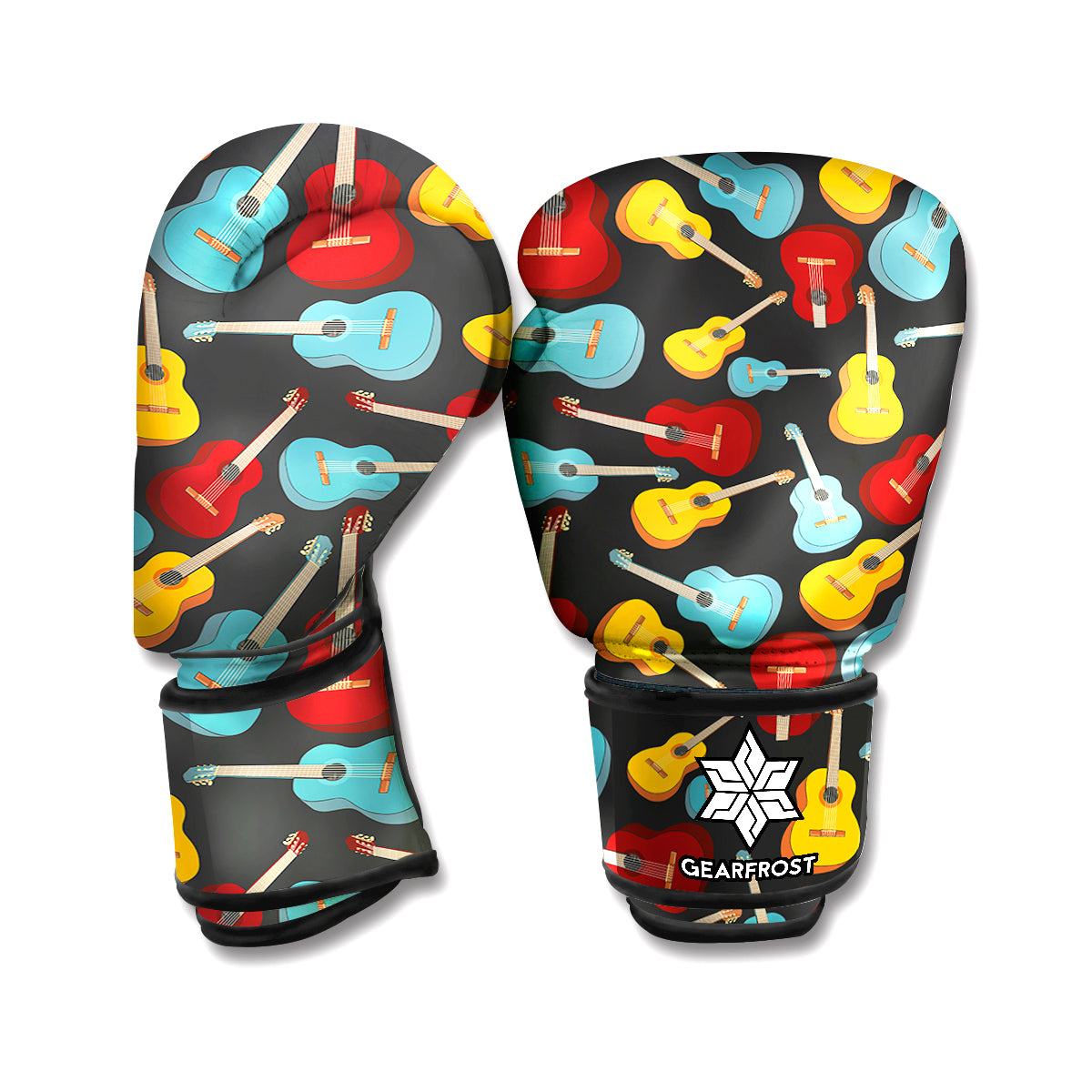 Colorful Guitar Pattern Print Boxing Gloves