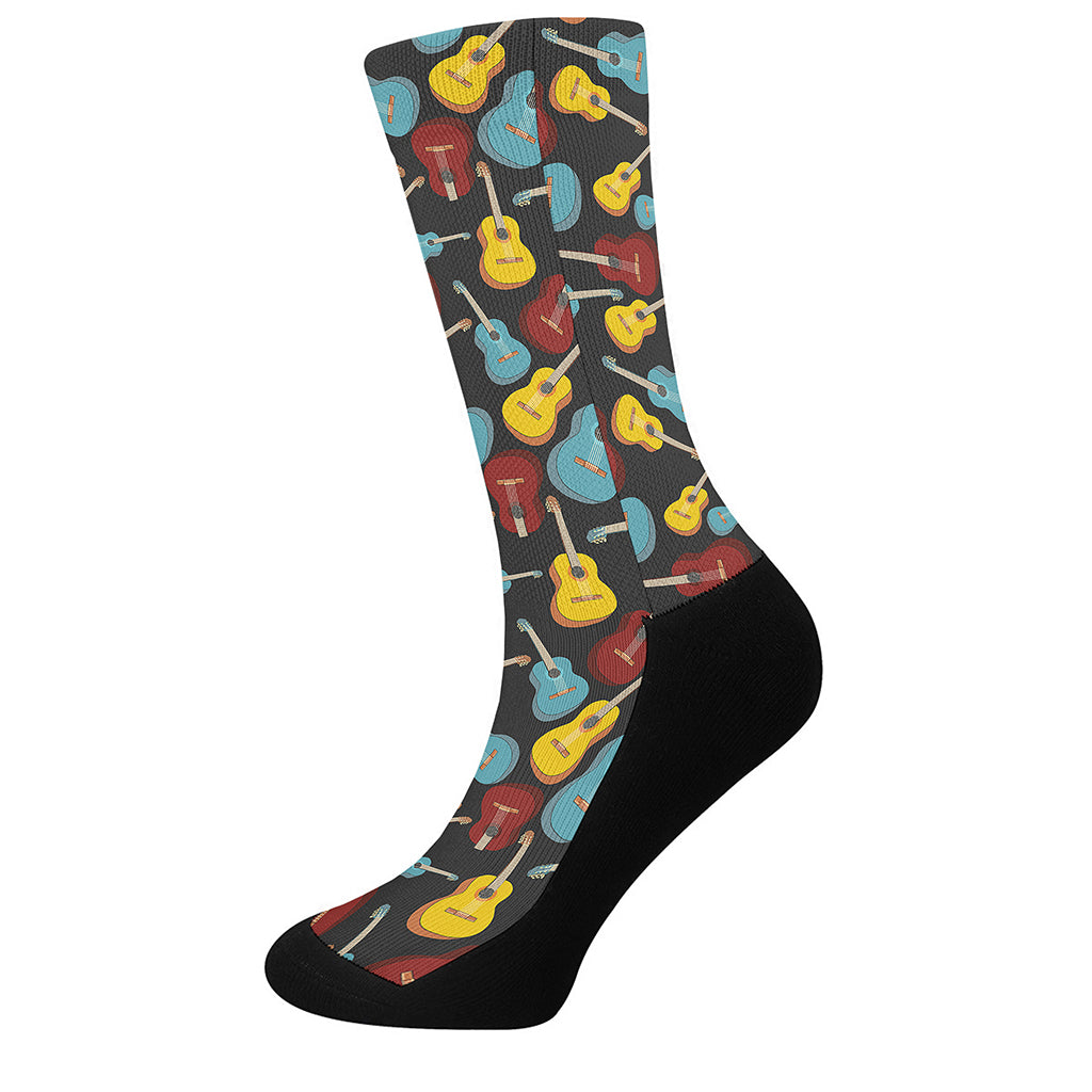 Colorful Guitar Pattern Print Crew Socks