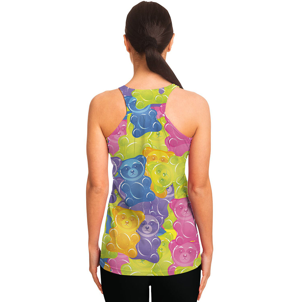 Colorful Gummy Bear Print Women's Racerback Tank Top