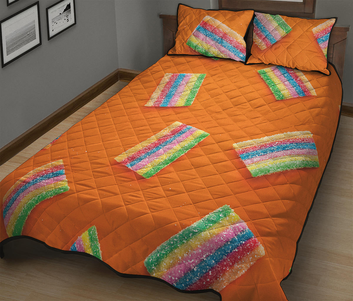 Colorful Gummy Print Quilt Bed Set